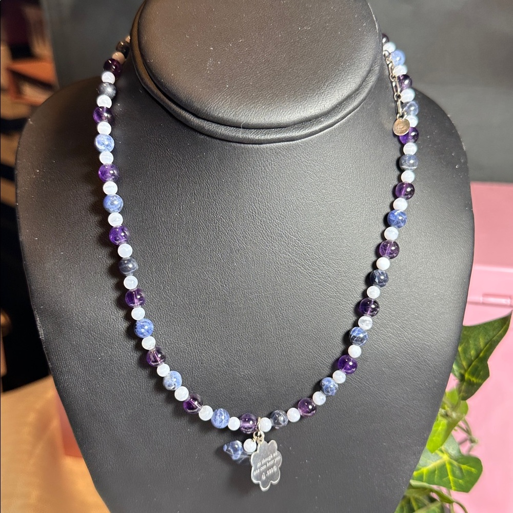 American West 925 Bead Necklace in sodalite amethyst chalcedony